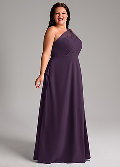 Azazie Phaedra Bridesmaid Dresses Plum A-Line One Shoulder Chiffon Dress image3