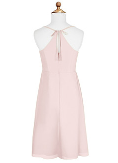 Azazie Doll Junior Blushing Pink A-Line Bow Chiffon Dress image6