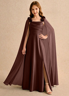 Azazie Rosita Girls Formal Flower Girl Klänningar Klä A-Line i Stretch Satin Plisserad image1