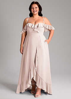 Azazie Lyra Robes de demoiselle d'honneur Robe Trapèze Convertible en Mousseline de soie Rose Pétale image16