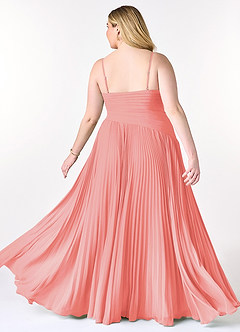 Azazie Vini Bridesmaid Dresses Coral A-Line V-Neck Pleated Chiffon Dress image9