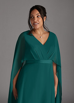 Azazie Isa Mother of the Bride Dresses Peacock A-Line V-Neck Pleated Chiffon Dress image11