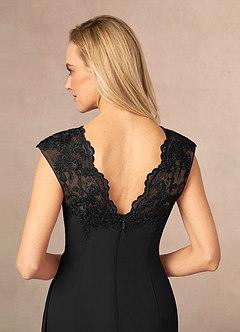 Azazie Gladys Kleider für die Brautmutter A-Linie Königin Anne Spitze Chiffon Kleid Schwarz image9
