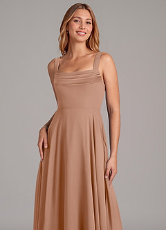 Azazie Shaude Bridesmaid Dresses Champagne Rose A-Line Pleated Chiffon Dress image5
