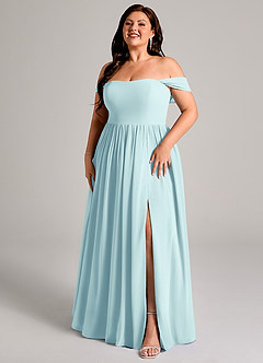 Azazie Calianna Bridesmaid Dresses Sea Glass A-Line Off the Shoulder Chiffon Convertible Dress image12