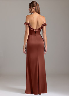 Azazie Callie Bridesmaid Dresses Auburn A-Line Ruched Stretch Satin Convertible Dress image7