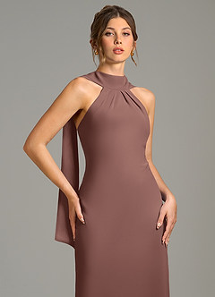 Azazie Cassiana Bridesmaid Dresses Espresso Mermaid Pleated Chiffon Dress image7