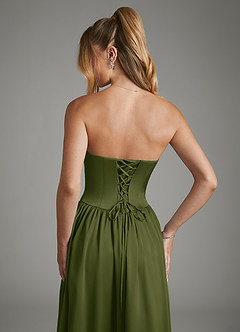 Azazie Arden Bridesmaid Dresses Bright Olive A-Line Corset Stretch Satin Dress image7