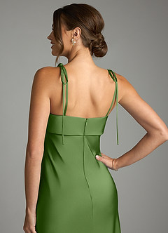 Azazie Ellia Bridesmaid Dresses Basil Sheath Bow Stretch Satin Dress image6