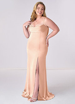Barbie ♥ Azazie Bridesmaid Dresses English Rose Mermaid Corset Stretch Satin Dress image9