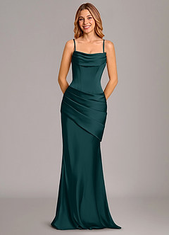 Azazie Pelagia Suknie dla druhen Syrena Gorset Satyna elastyczna Do ziemi Sukienka image6