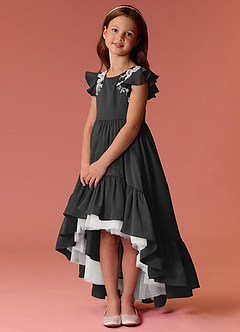Barbie ♥ Azazie vestidos de niña de las flores Vestido de Negro de Satén Elástico de Corte En A con Encaje image3
