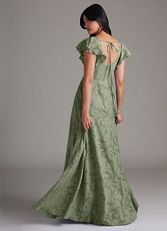 Azazie Bondi Bridesmaid Dresses Pistachio A-Line Side Slit Floral Burnout Dress image3