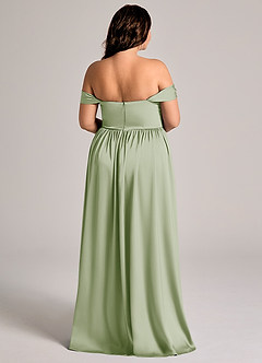 Azazie Calianna Suknie dla druhen Linia A Zza ramienia Satyna elastyczna Do ziemi Sukienka image2