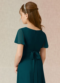 Azazie Induh Junior Pine A-Line Ruched Chiffon Dress image5