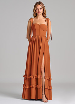 Azazie Anastacia 신부 들러리 드레스 A라인 스윗하트 네크라인 쉬폰 바닥 길이 드레스 image6