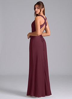 Azazie Evadne Robes de demoiselle d'honneur Robe Trapèze en Mousseline de soie Plissée Cabernet image2