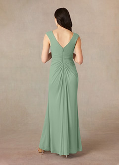 Azazie Andi Mother of the Bride Dresses Matcha A-Line Pleated Mesh Dress image3