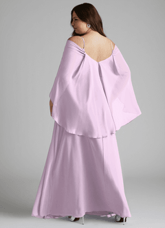Azazie Cienna Bridesmaid Dresses Frosted Lilac A-Line Off the Shoulder Chiffon Dress image8