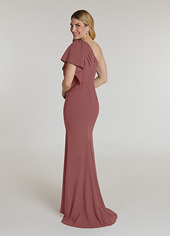 Azazie Pia Mère de la mariée Robes Robe Sirène en Crêpe Élastique Plissée Rose Du Désert image4