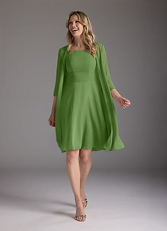 Azazie Shirley Mother of the Bride Dresses Basil A-Line Scoop Pleated Chiffon Dress image2