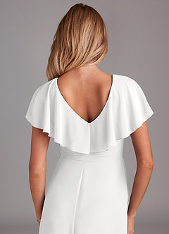 Azazie Lainey Bridesmaid Dresses White A-Line with Pockets Chiffon Dress image2