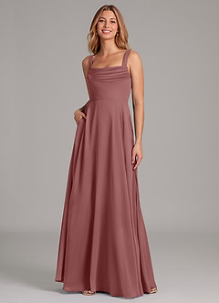 Azazie Shaude Bridesmaid Dresses Desert Rose A-Line Pleated Chiffon Dress image3