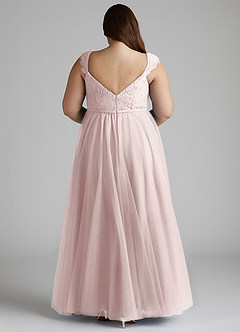 Azazie Luxi Robes de demoiselle d'honneur Robe Trapèze en Tulle Plissée Rose Pâle image10