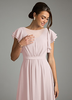 Azazie Daphne Modest Bridesmaid Dresses A-Line Ruffled Chiffon Floor-Length Dress image5