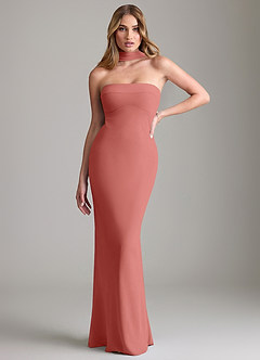 Azazie Lusinda Vestidos de madrinha de casamento Vestido Rosa Antiga de Chiffon de sereia com Fora do ombro image1