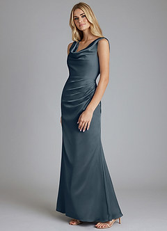 Azazie Tallie Bridesmaid Dresses Twilight Mermaid Pleated Stretch Satin Dress image2
