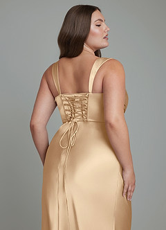Azazie Agustina Bridesmaid Dresses Champagne Mermaid Corset Stretch Satin Dress image13
