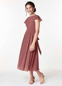 Azazie Payton Junior Amethyst A-Line Bow Chiffon Dress image5