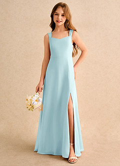 Azazie Makani Girls Formal Flower Girl Dresses Sea Glass A-Line Sweetheart Neckline Chiffon Dress image5