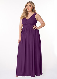 Azazie Kora Bridesmaid Dresses Grape A-Line Pleated Chiffon Dress image9