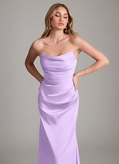 Azazie Lucille Bridesmaid Dresses Lilac Mermaid Strapless Stretch Satin Convertible Dress image6