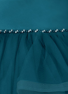 Azazie Sofia Flower Girl Dresses Ink Blue A-Line Beaded Tulle Dress image4