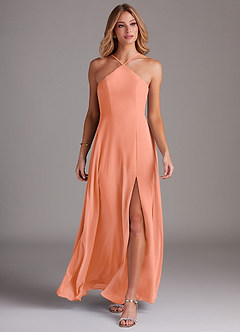 Azazie Bailey Final Sale Sunset A-Line Halter Side Slit Chiffon Dress image4