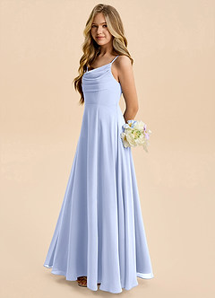 Azazie Gia Junior A-Linie Plissee Chiffon Kleid Eis image1