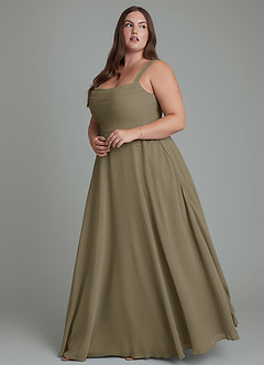Azazie Shaude Brautjungfernkleider A-Linie Plissee Chiffon Kleid Weidengrün image9