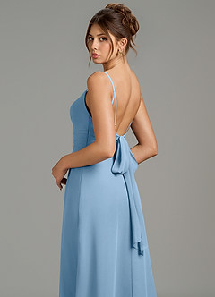 Azazie Sherah Bridesmaid Dresses Steel Blue A-Line Pleated Chiffon Dress image3