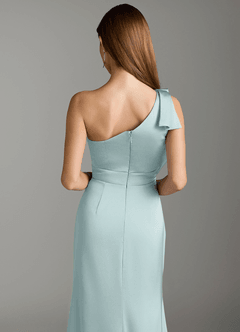 Azazie Rinna Bridesmaid Dresses Mist Mermaid Ruched Stretch Satin Dress image7