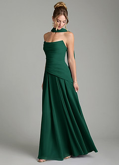 Azazie Gabriela Bridesmaid Dresses Emerald A-Line Corset Chiffon Dress image4