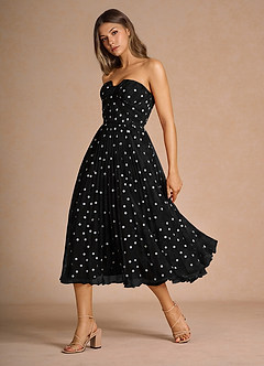 Lyanna Black White Pleated Mini Dress image4