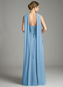 Azazie Ayla Abiti da Damigella Abito A-Line in Chiffon Scollo a Cuore Blu Acciaio image9