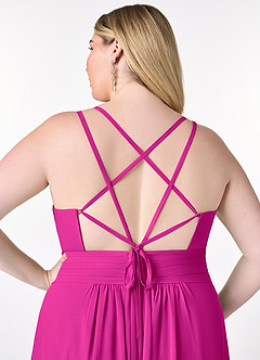 Azazie Farren Bridesmaid Dresses Fuchsia A-Line Pleated Chiffon Convertible Dress image15