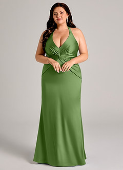 Azazie Valerie Brudtärnklänningar Klä av Sjöjungfru i Stretch Satin Plisserad Basilika image9