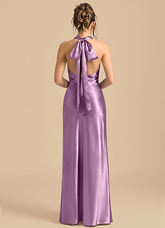 Azazie Velli Brudtärnklänningar Klä av Tubklänning i Metallisk satin Hög hals Blåregn image5