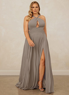 Christian Siriano Bridal for Azazie 1009 Brautjungfernkleider A-Linie Plissee Chiffon Kleid Taupe image9