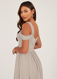 Azazie Lianne Bridesmaid Dresses A-Line Off the Shoulder Chiffon Floor-Length Dress image6